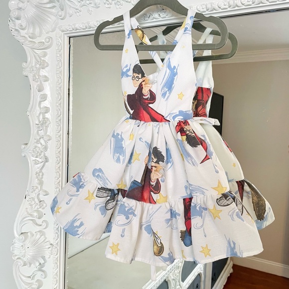 New York Couture One of a Kind Kids Girls WIZARDING WORLD Ruffle Tier Dress - Picture 2 of 7